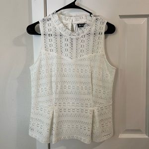 Allegra K white lace peplum top (M - medium)